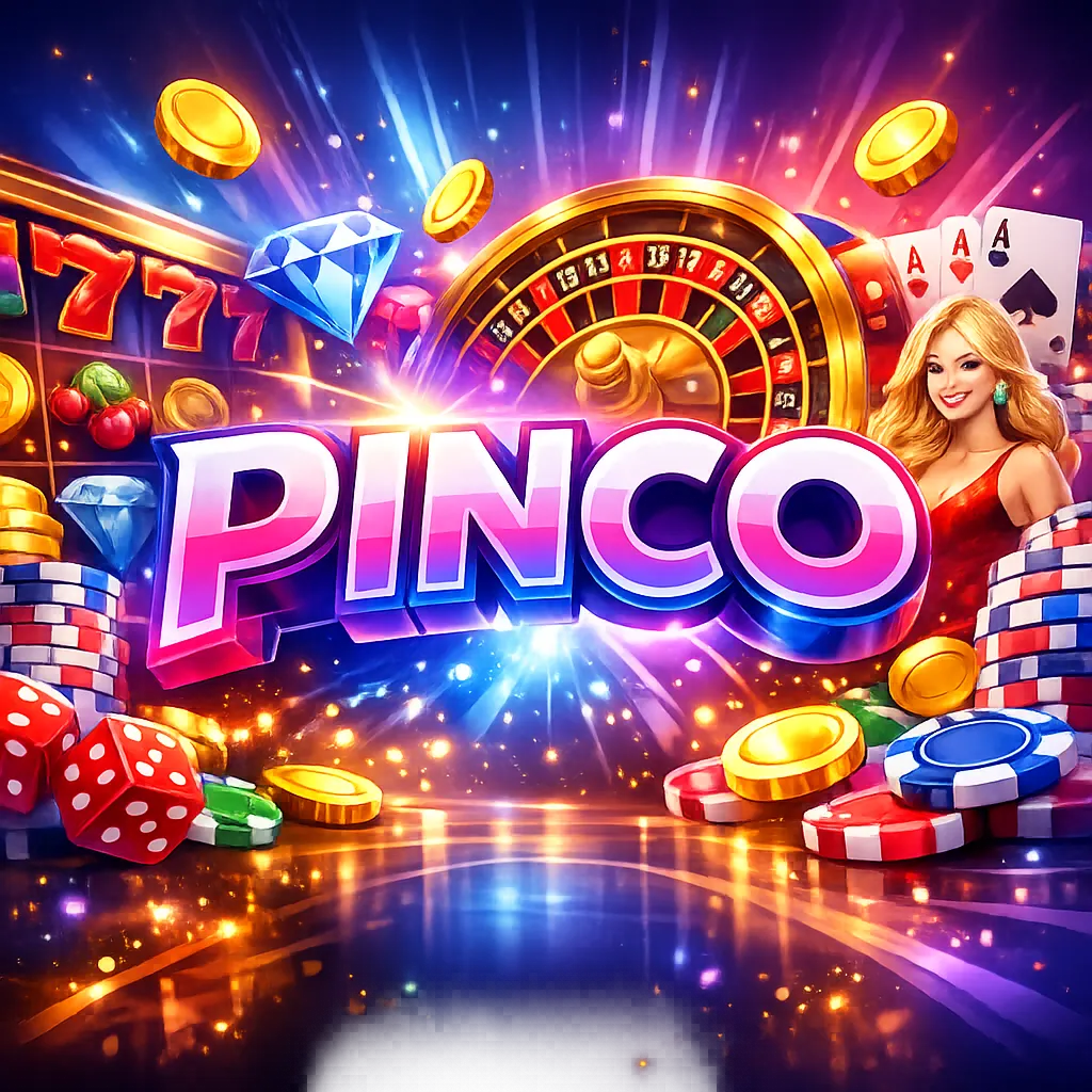 Dynamic image showcasing Pinco Casino with bright premium colors and modern online gaming style.